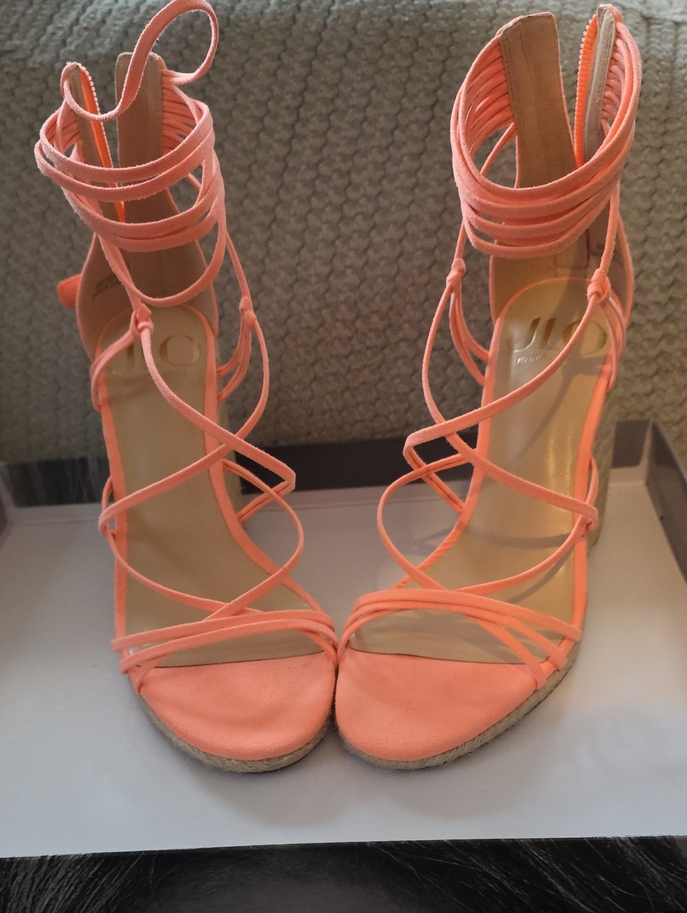 Jennifer Lopez Coral Strappy High-Heel Sandals